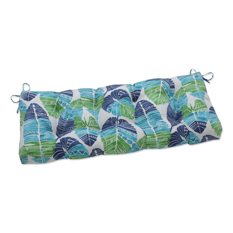 48" x 18" Outdoor Tufted Bench/Swing Cushion Hixon Caribe Blue - Pillow Perfect