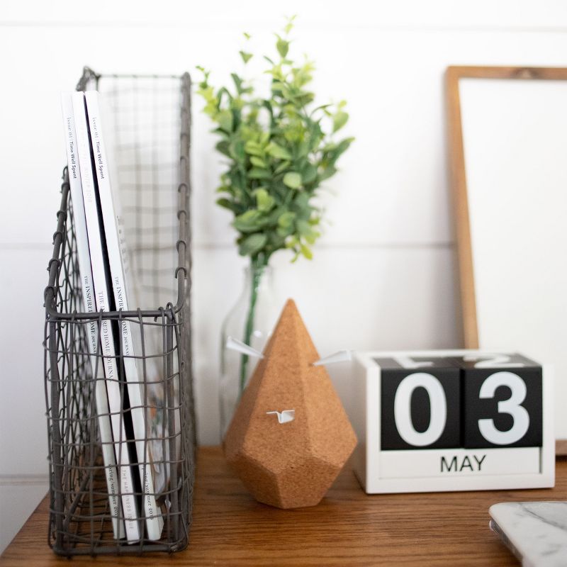 Design Ideas Geometric Cork Board Note Holder and Paperweight &ndash; Desk Accessory &ndash; 3.9&rdquo; x 3.9&rdquo; x 5.9&rdquo;