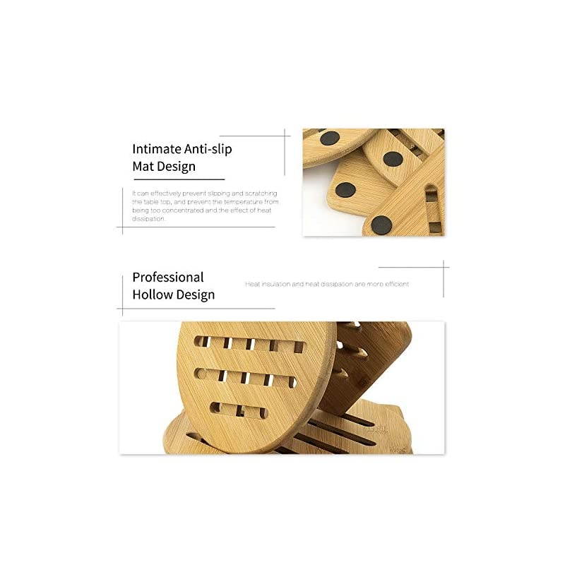 Hot Pads Trivet,Table Solid Bamboo Wood Trivets for Hot Dishes and Pot with Non-slip Pads Heat Resistant Pads Teapot Trivet 4pcs(Multi Size,2 Square 2 Round)