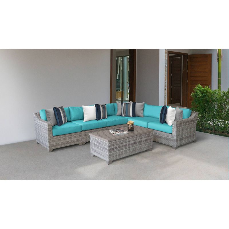 Fairmont 7pc Patio Sectional Seating Set with Cushions - Aruba - TK Classics