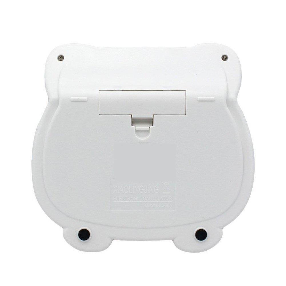 Loghot Adorable Creative 12 Digits Solar Dual Power Cartoon Cat Shape LCD Display Desktop Calculator with Big Screen White