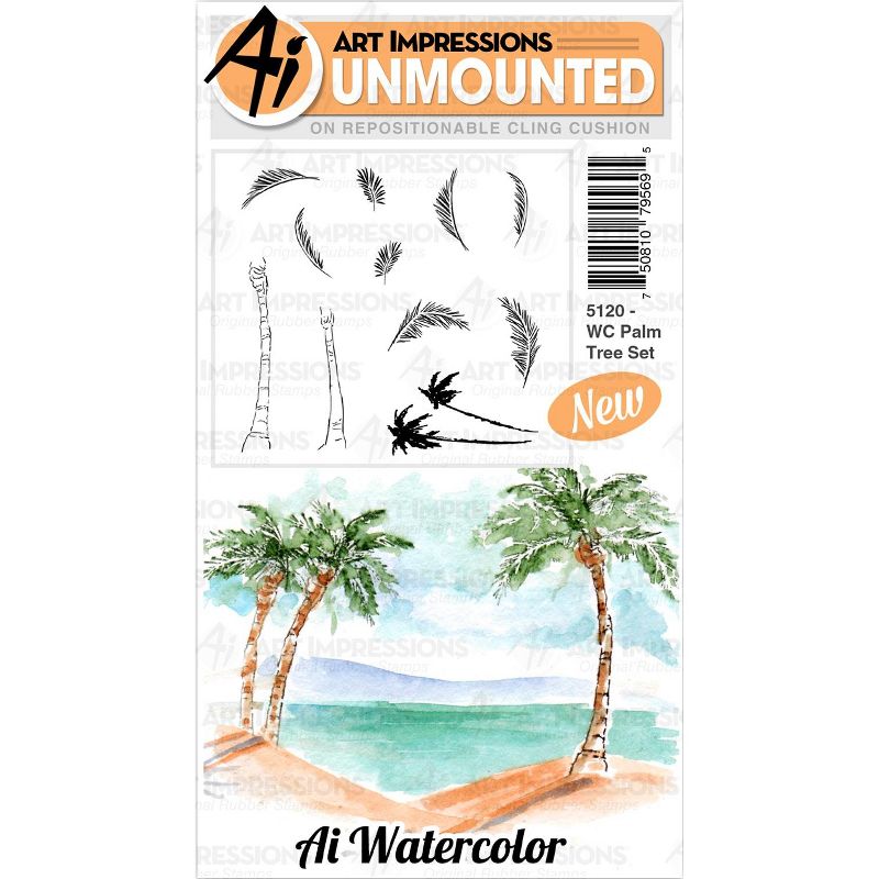 Art Impressions Watercolor Cling Rubber Stamps-Palm Tree