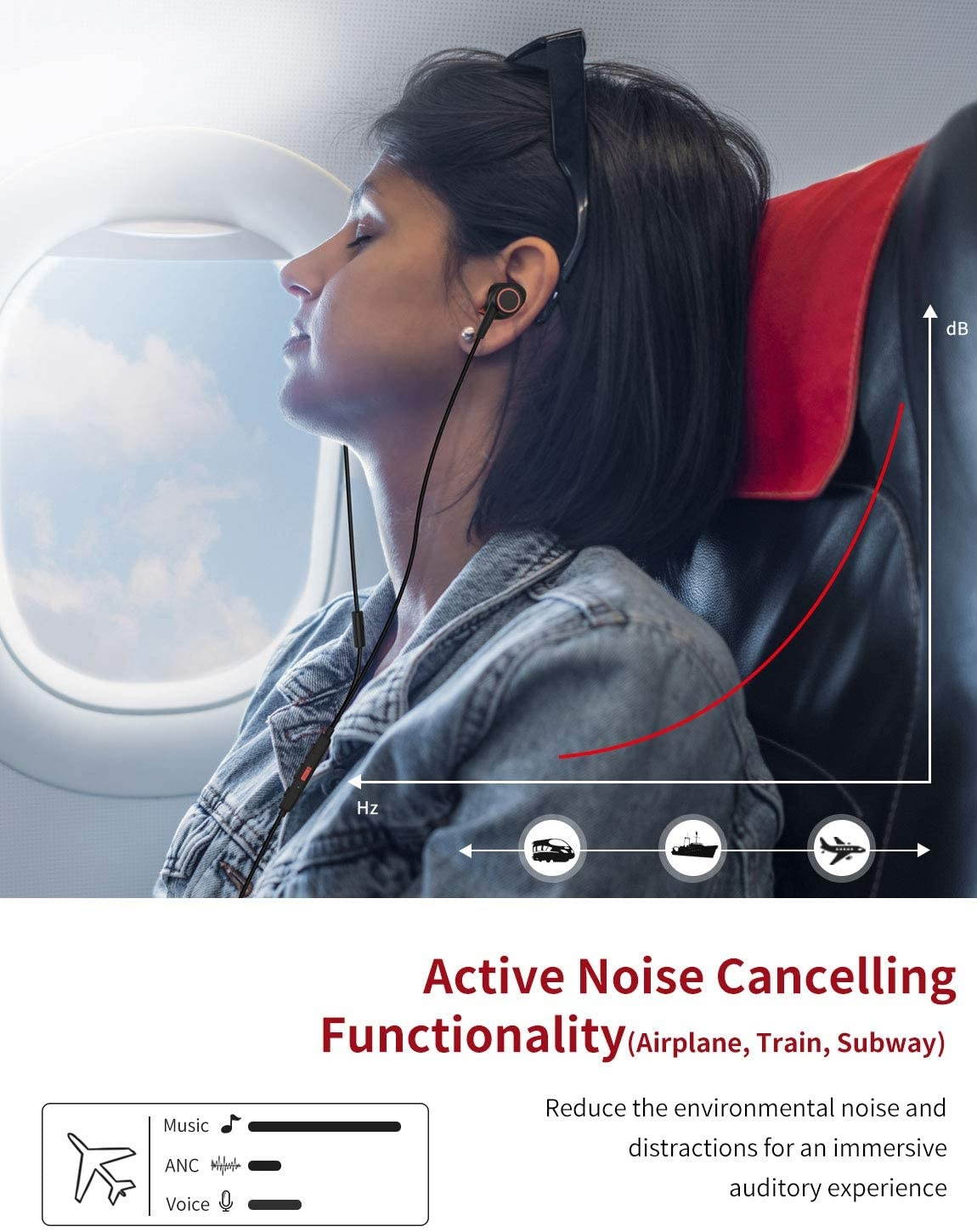 dyplay USB C Headphones Active Noise Cancelling in-Ear Headphones with ANC & MEMS Mic Hi-Fi Stereo Wired Earbuds Compatible with New iPad Samsung HTC Huawei Google Pixel 3/2/XL Xiaomi