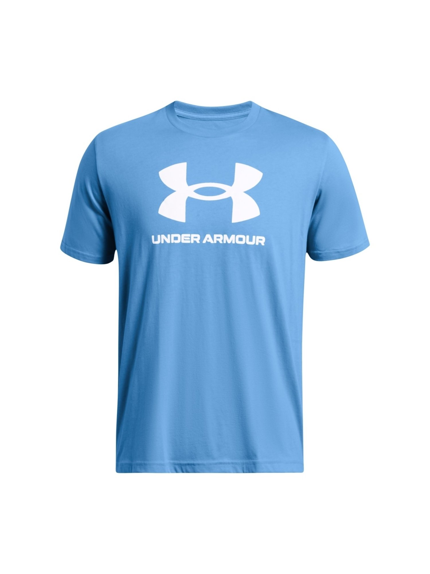 Under Armour Blue Cotton Slim Fit Logo Printed T-Shirt