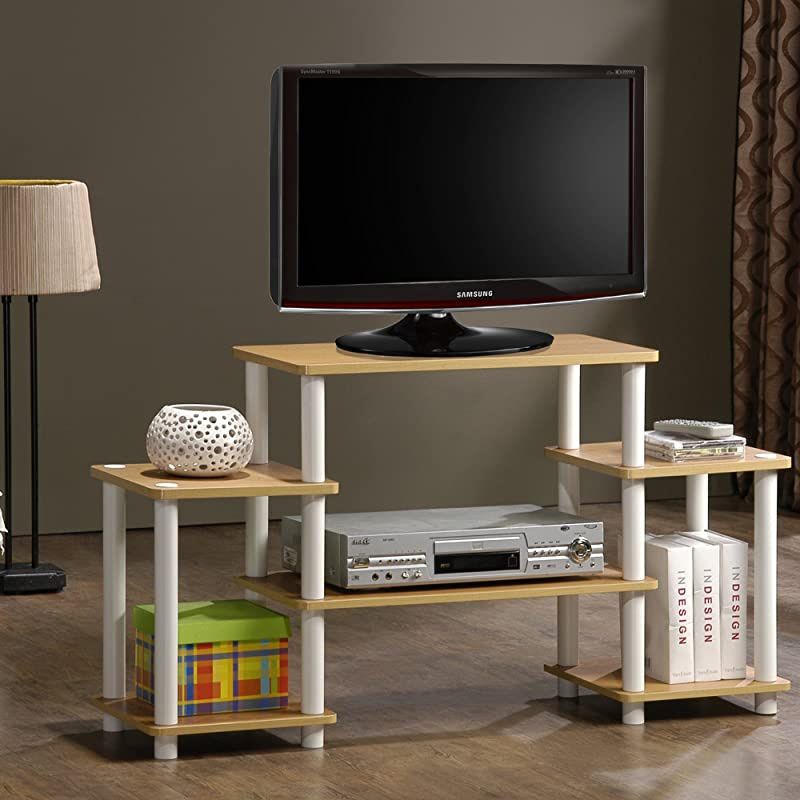 TurnNTube No Tools Entertainment TV Stands BeechWhite