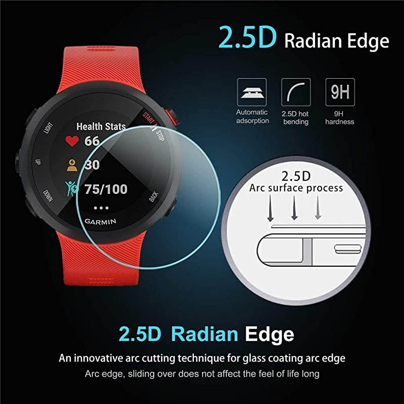 4-Pack for Garmin Forerunner 45 / 45S Screen Protector Tempered Glass for Garmin Forerunner 45S / 45 [2.5D 9H hardness] [Anti-Scratch] [Bubble-Free]