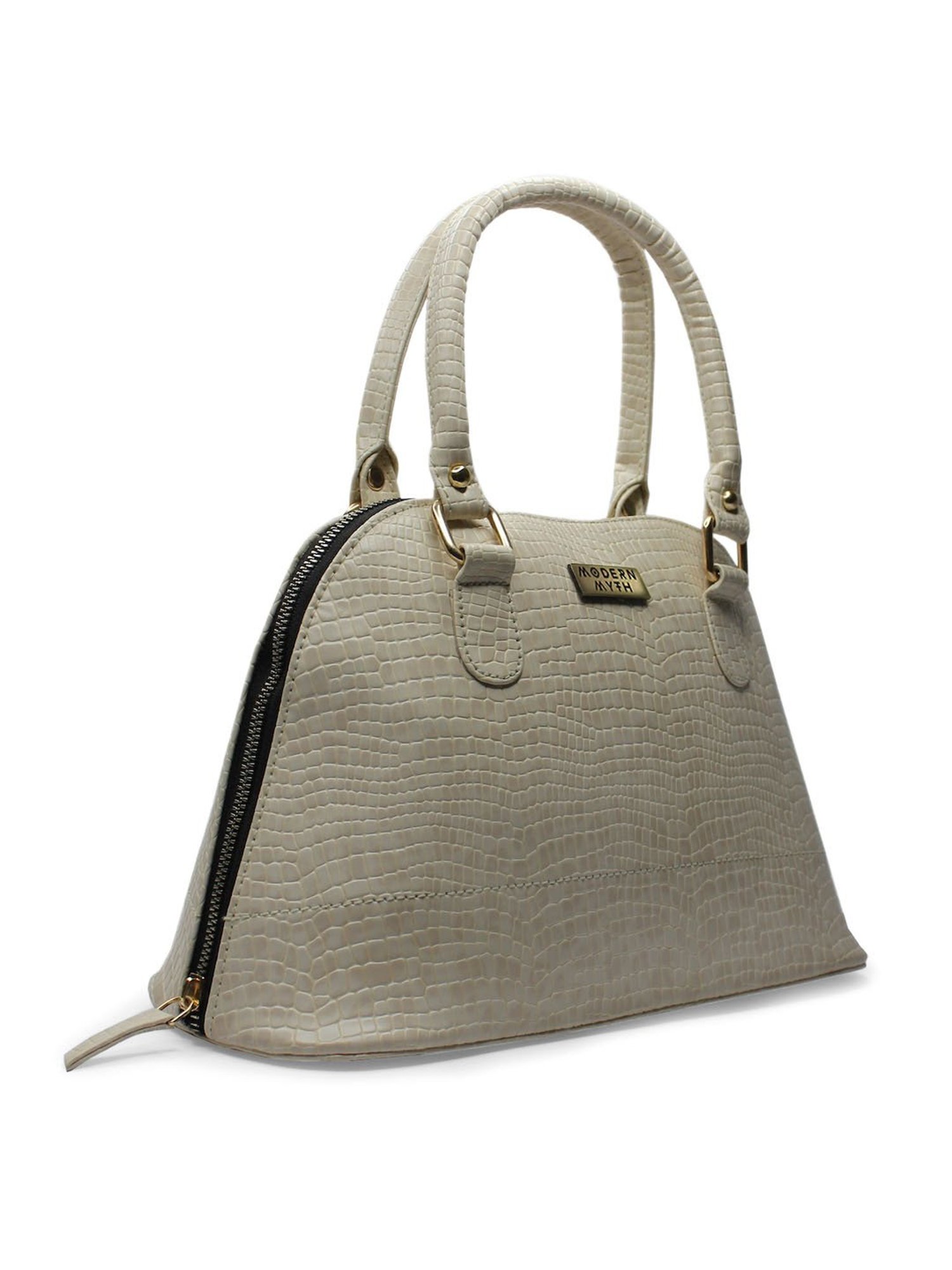 Modern Myth Beige Textured Medium Handbag