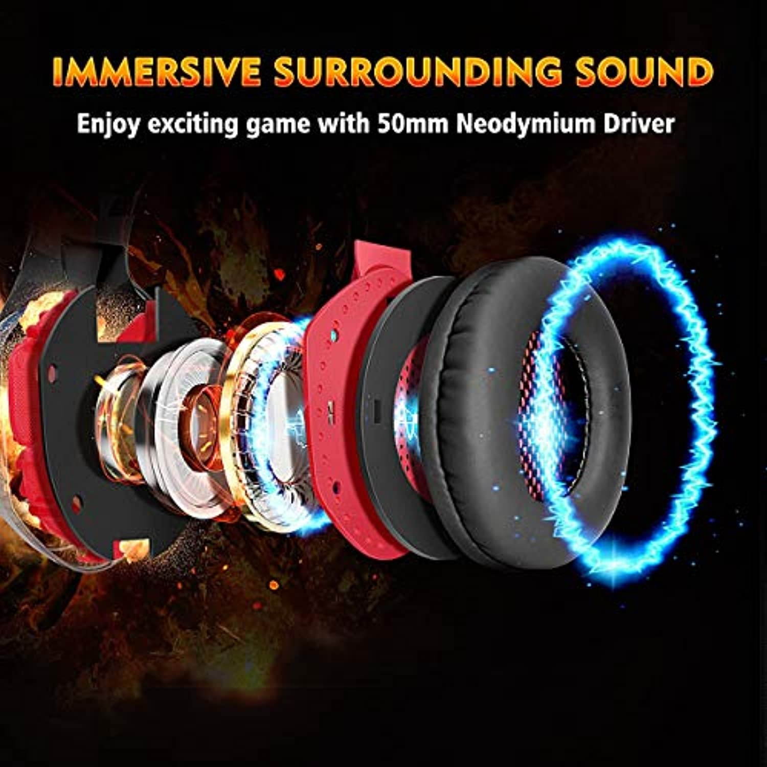 Beexcellent Gaming Headset for PS4 Xbox One PC, Noise-Isolation Headphones with Microphone Stereo Surround Sound for Mac Laptop (GM-21)