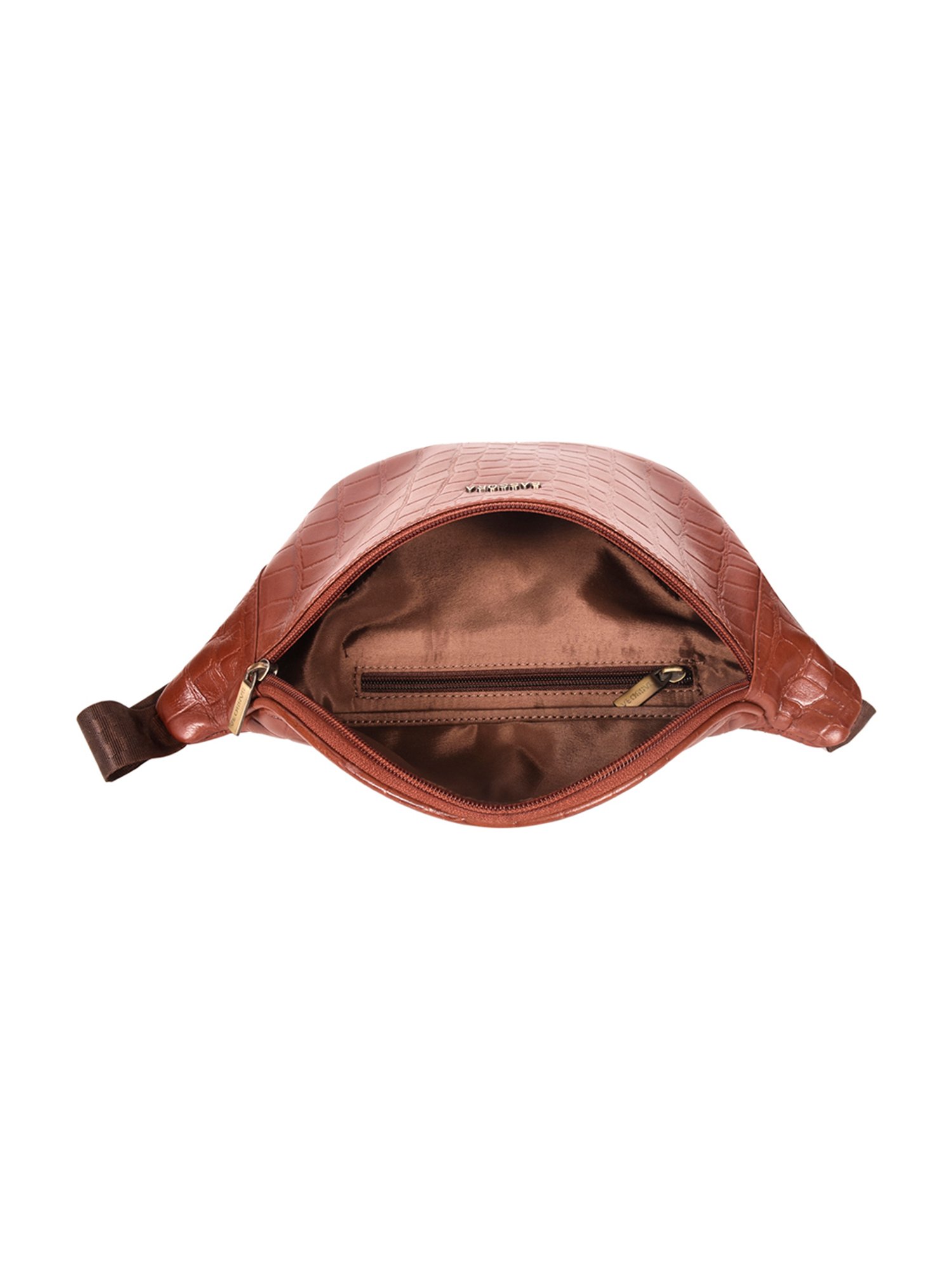 SASSORA Eefa Cognac Textured Leather Medium Belt Bag
