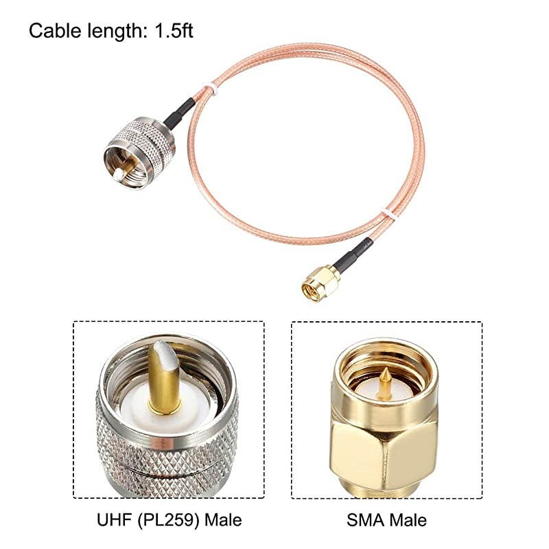 SMA Male to UHF PL259 Male RG316 RF Coaxial Coax Cable 15 ft