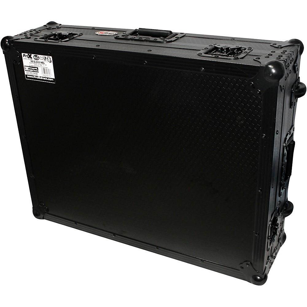 ProX XS-DJ808WBL Black ATA Style Flight Road Case for Roland DJ-808 or Denon MC7000  w/ Wheels Black on Black Black