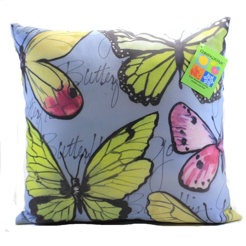 Home & Garden 18.0" Gossamer Blue Pillow Butterfly Indoor Outdoor Manual Woodworkers And Weavers  -  Decorative Pillow