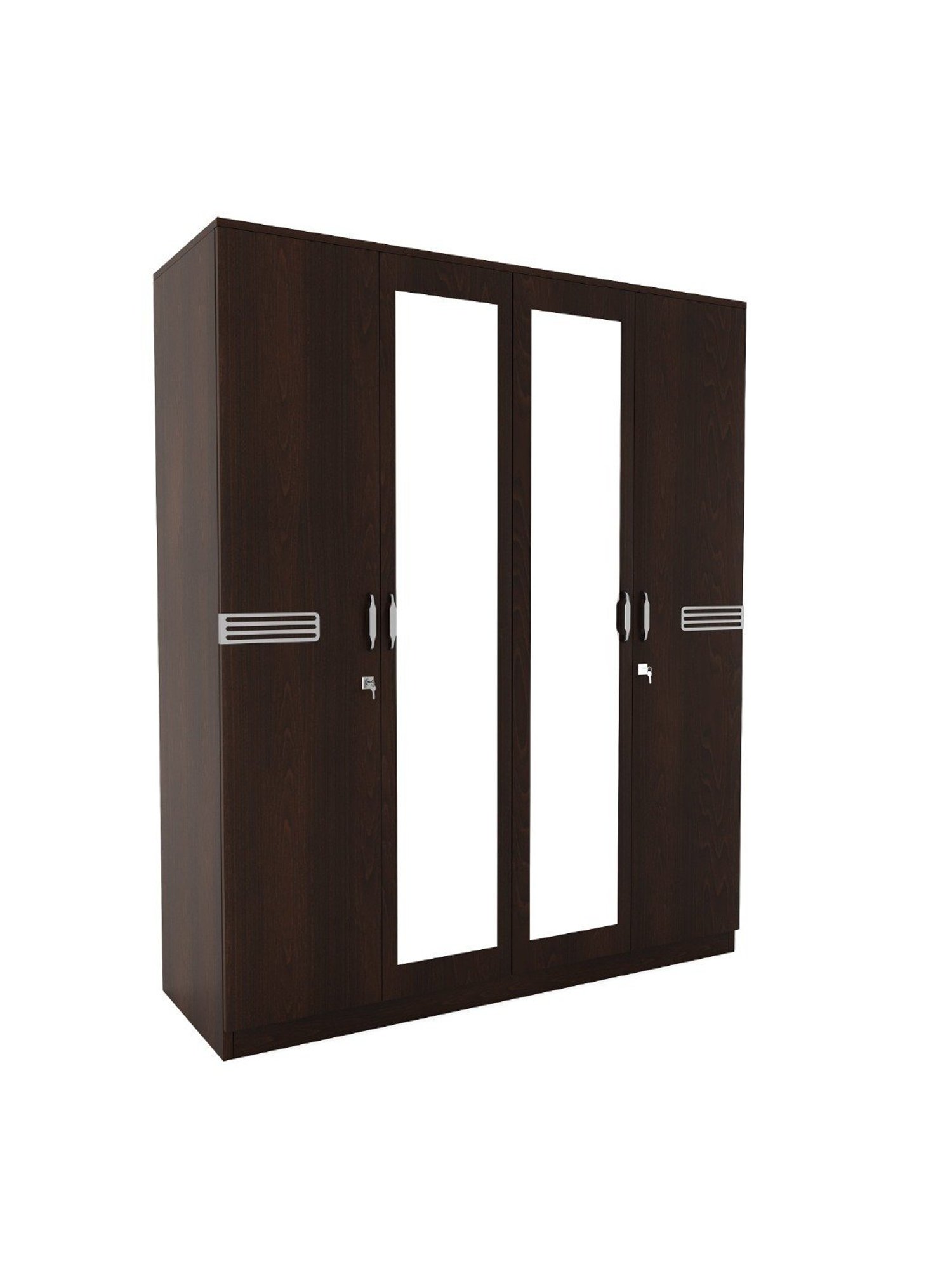 Nilkamal Riva New Wenge Engineered Wood 4 Door Wardrobe