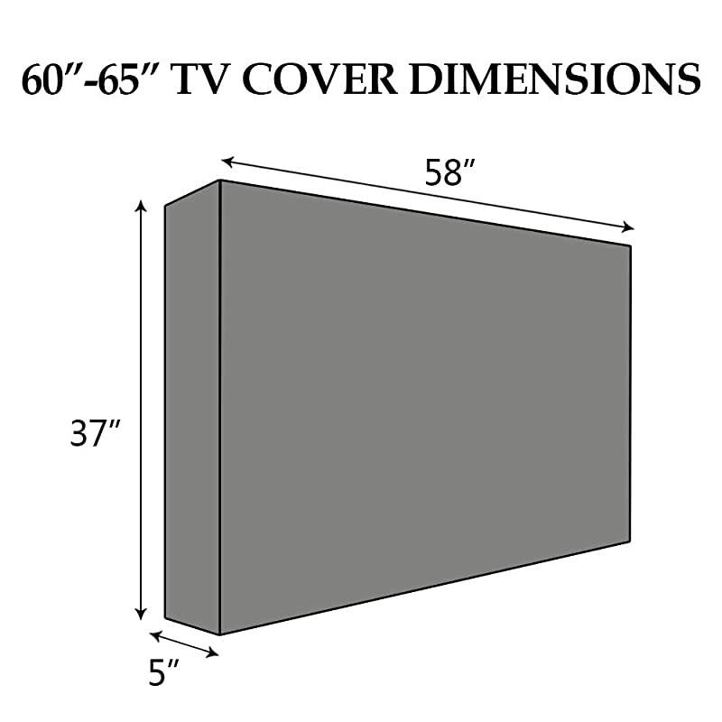 30 65 TV Cover Outdoor Weatherproof Television Protector Flat Screen TV Cover with Remote Storage Pocket fits for LED LCD Plasma TVs and Most Mounts and Stands Black 60 65