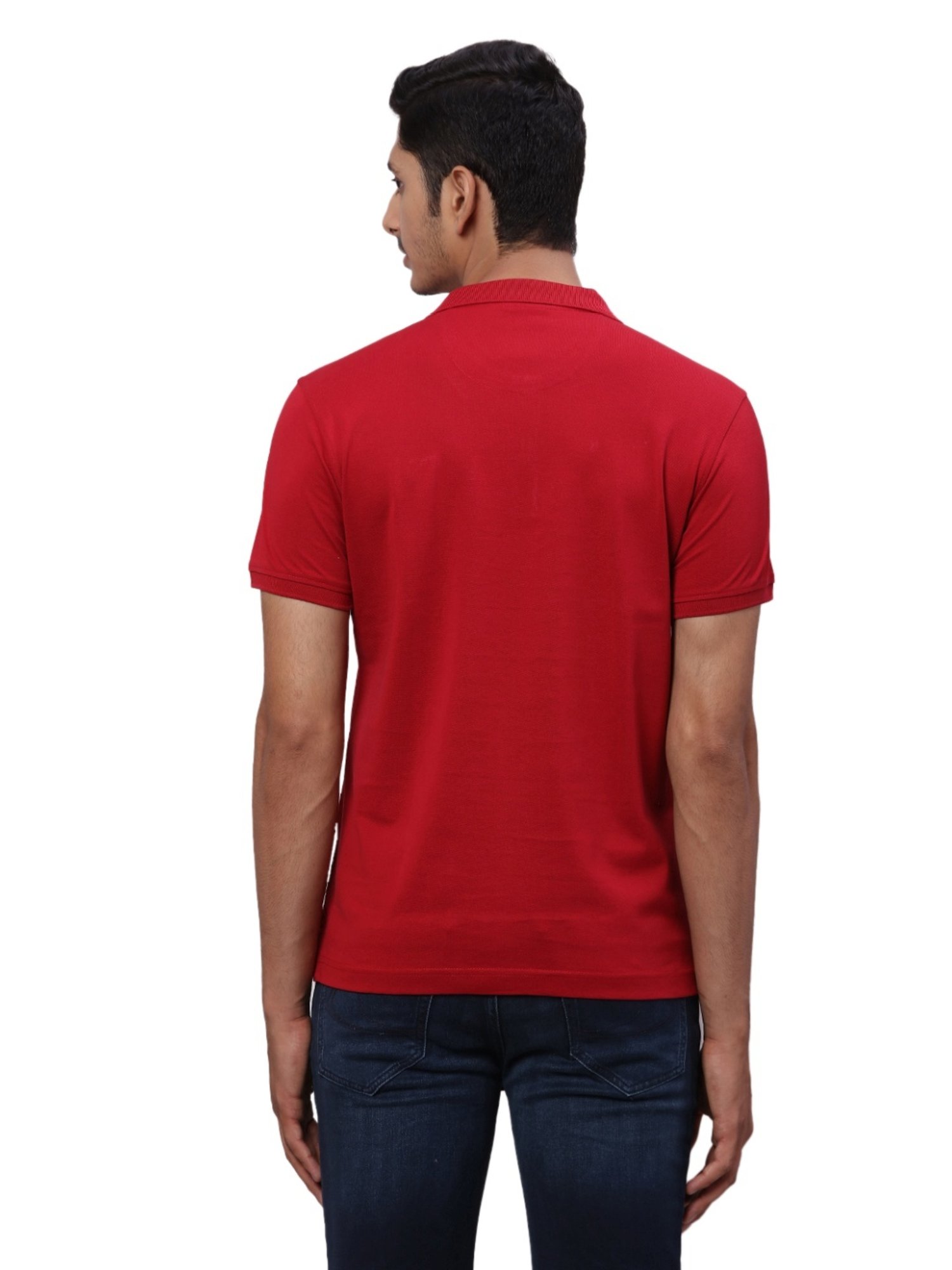 Park Avenue Red Slim Fit Printed Polo T-Shirt