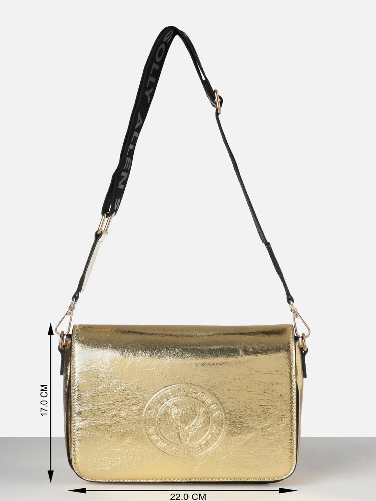 Allen Solly Gold Logo Medium Sling Handbag