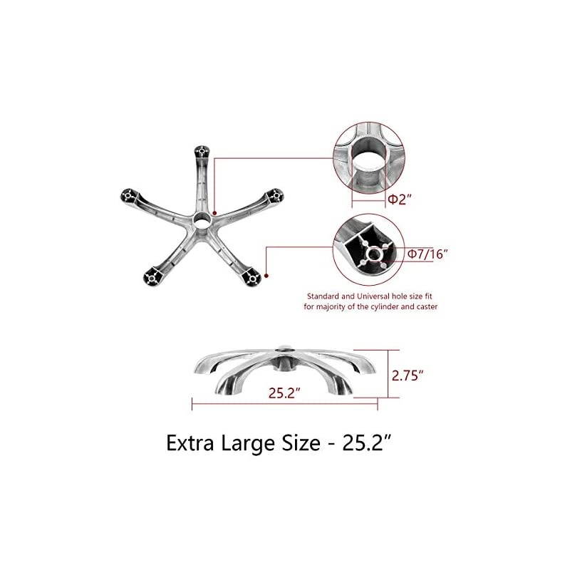 Professional Heavy Duty Chair Base Replacement with Wheels - Aluminum (25&rdquo;)