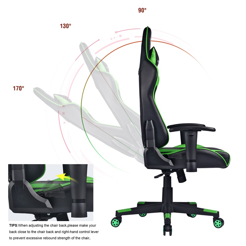 Gaming Chair, Racing Style Computer Desk Chair Padded Armrests Ergonomic Lumbar Support Adjustable Height
