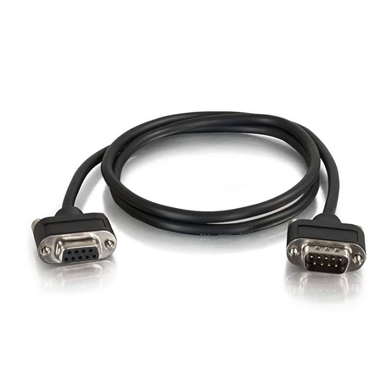 52186 Serial RS232 DB9 Null Modem Cable with Low Profile Connectors MF InWall CMGRated Black 12 Feet 365 Meters