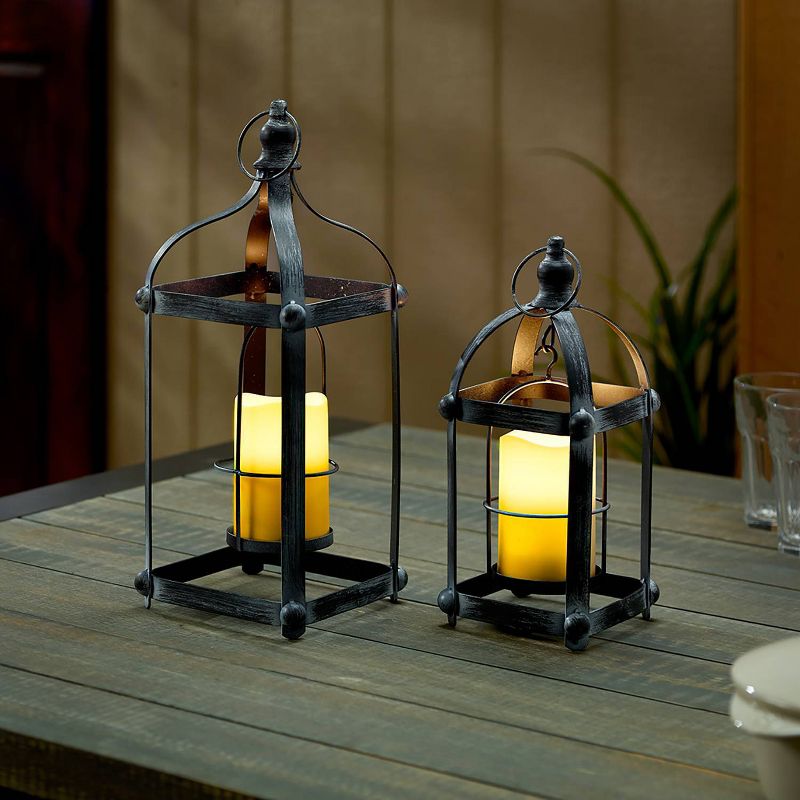18" Bradford Metal Outdoor Lantern Set Black - Smart Living