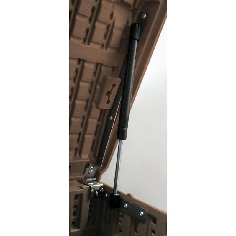 Plastic Development Group 105-Gallon Weather-Resistant Plastic Resin Outdoor Patio Storage Deck Box with Gas Shock Lid, Java Brown