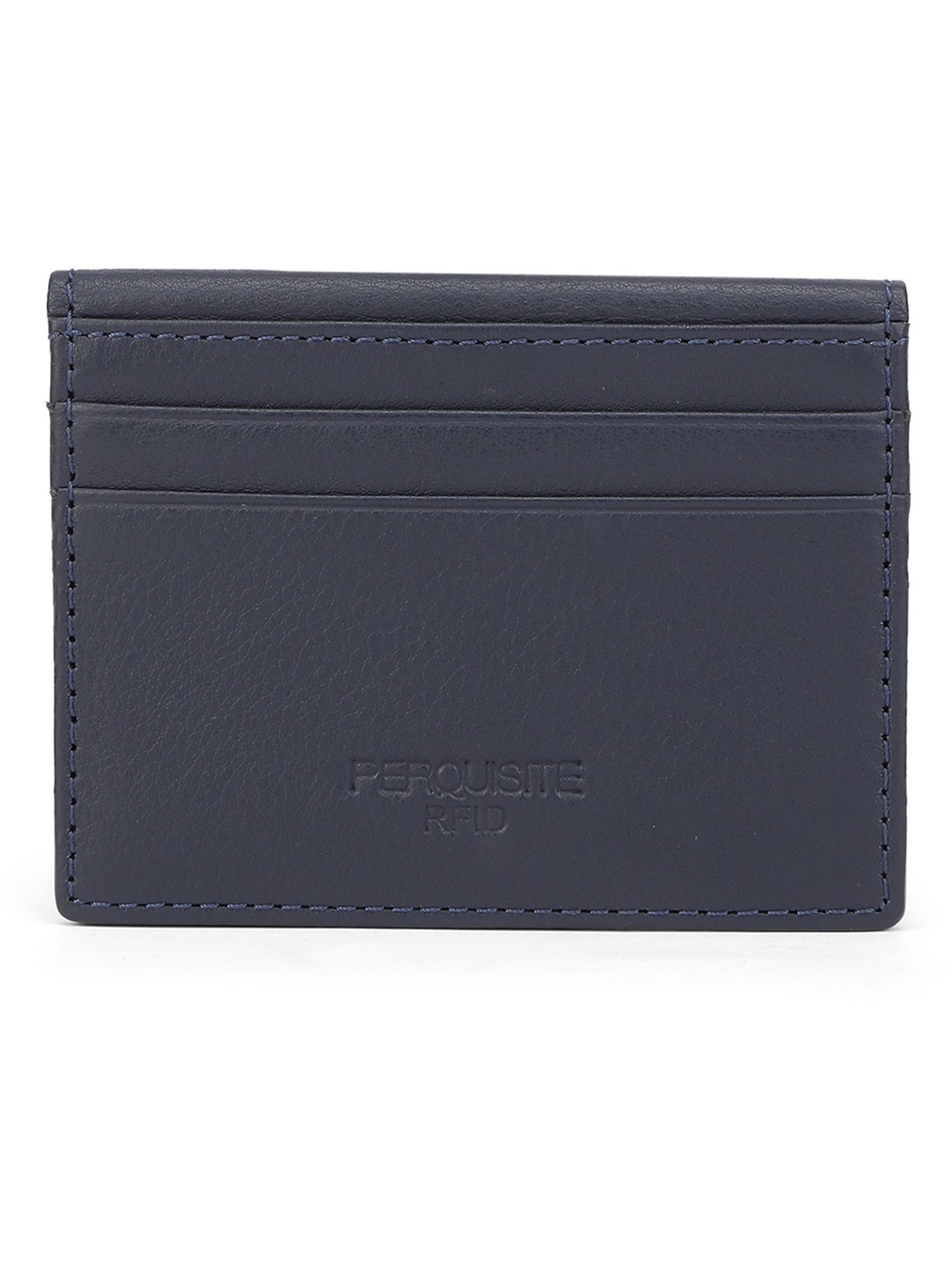 PERQUISITE Navy Casual Leather Bi-Fold Wallet for men