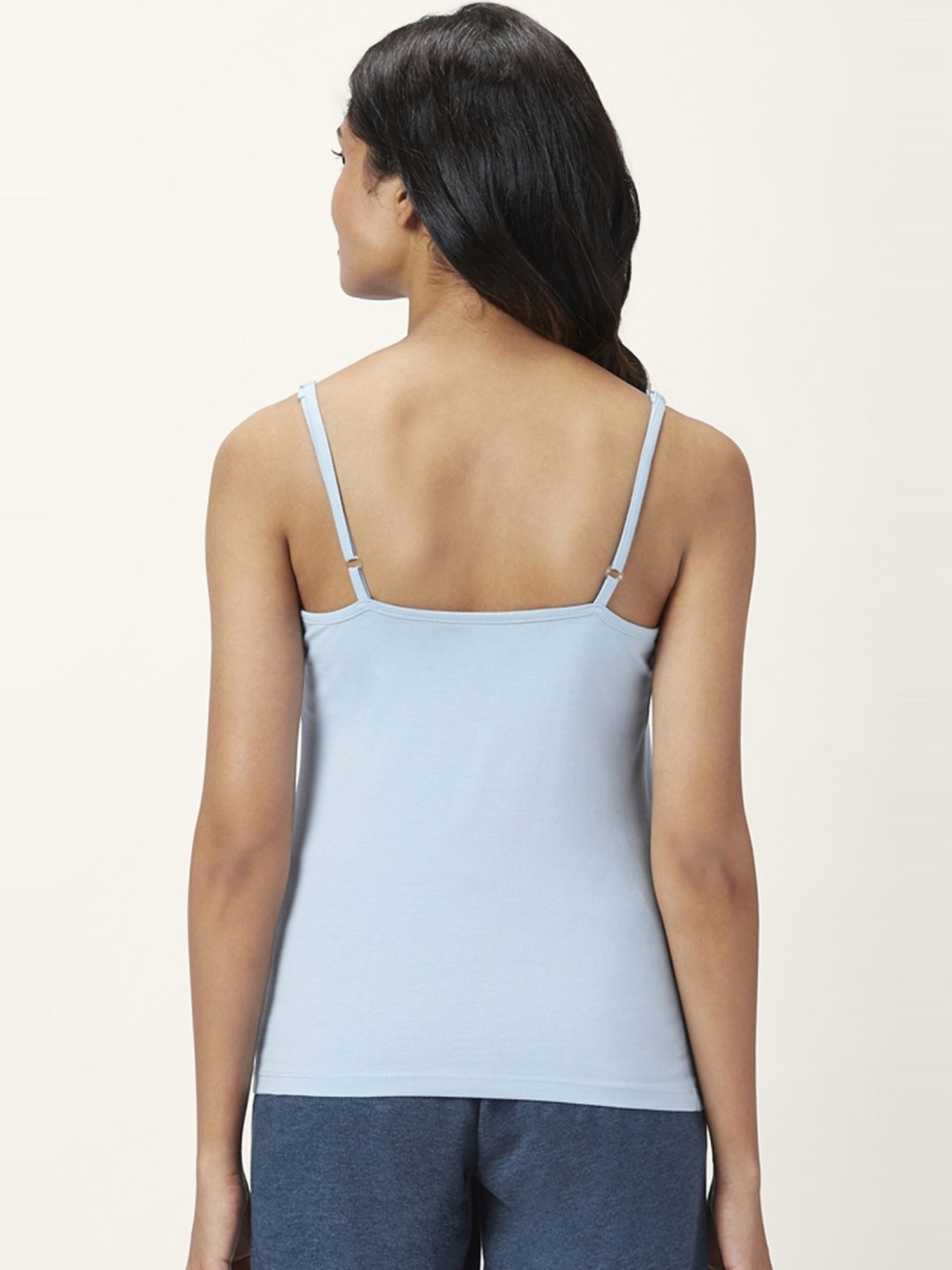 Dreamz by Pantaloons Sky Blue & Navy Cotton Camisoles - Pack Of 2