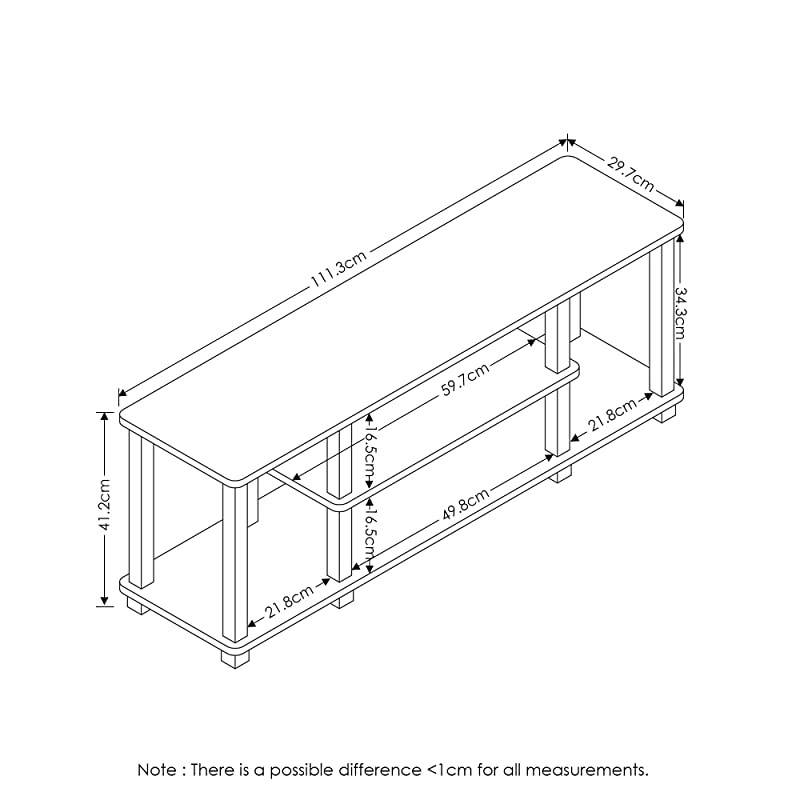 TurnSTube No Tools 3D 3Tier Entertainment TV Stands Square AmericanoBlack