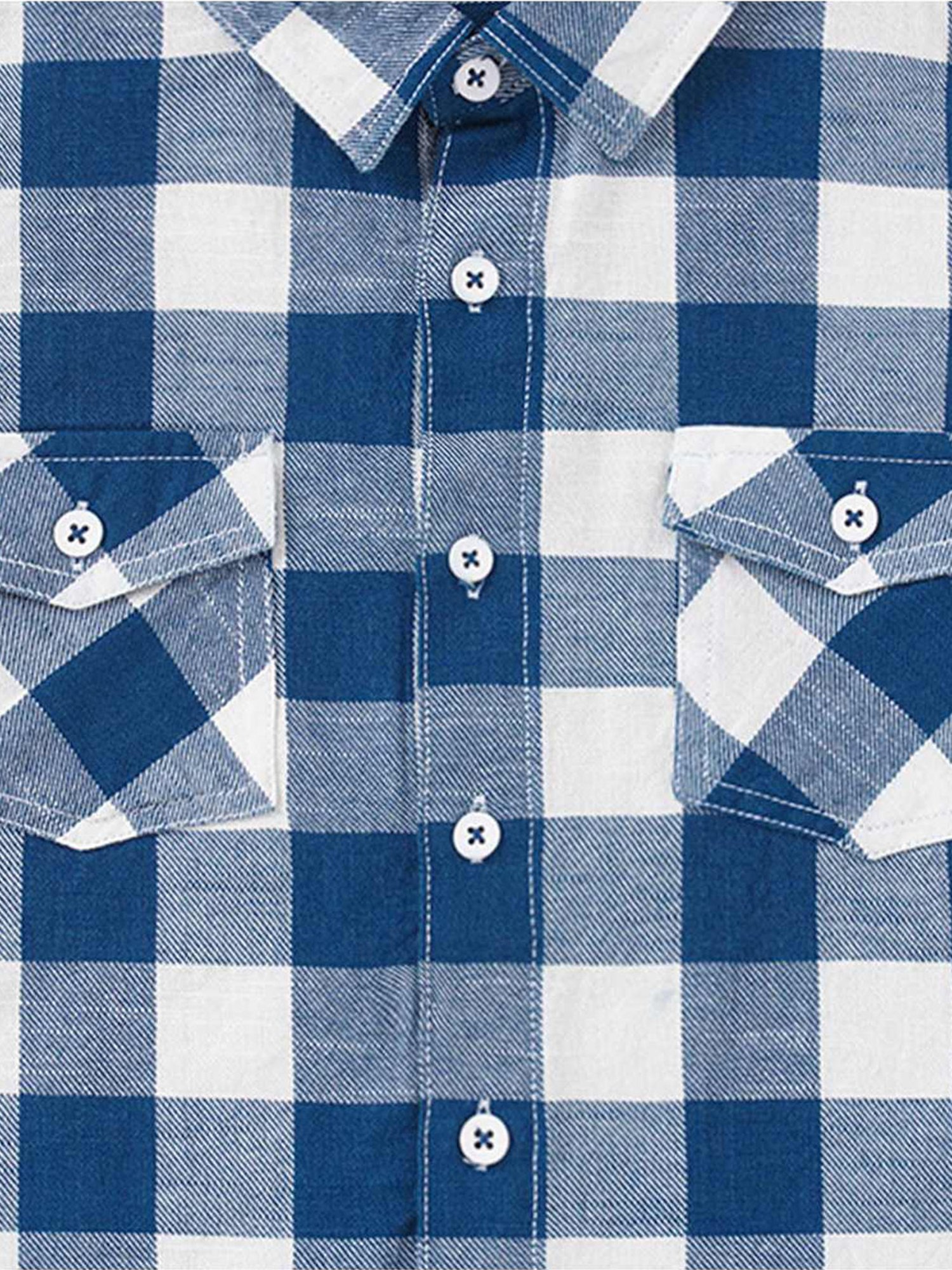 Edheads Kids Blue & White Cotton Chequered Full Sleeves Shirt