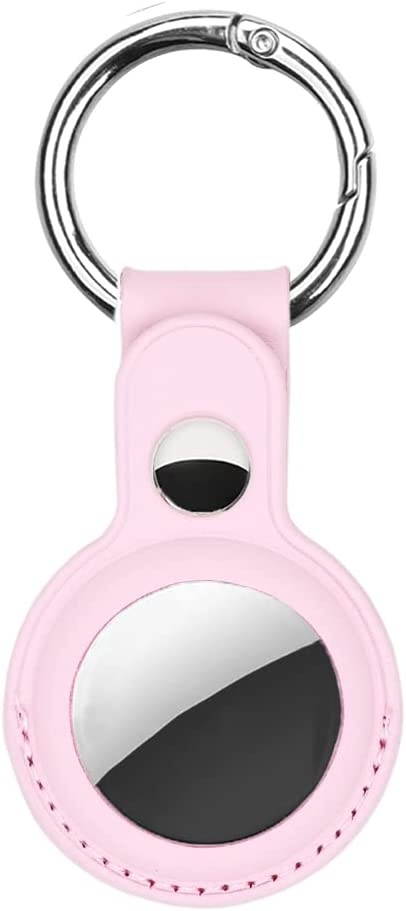 WINSINN Imitation Leather Case for AirTag Finder, Anti-Scratch Protective Skin Cover with Keychain, Compatible with AirTags 2021 (Dual Hole - Gold)