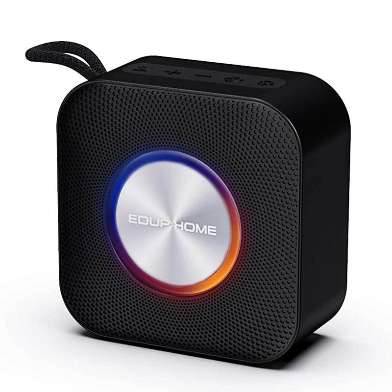 50 Bluetooth Speaker Stereo 15W with Mic Hand Free Call IPX7 Waterproof Louder Volume 12 H Playtime 80 Ft Wireless Range Speakers with Pulsating Lights for Home Party Music Black