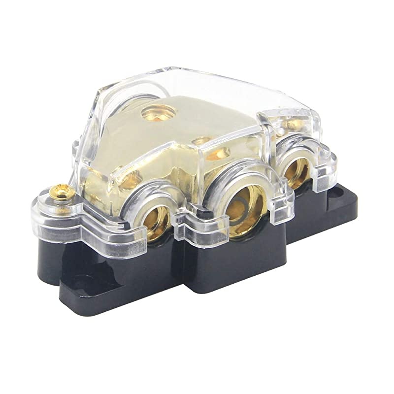 3 Way Power Distribution Block 024 AWG Gauge in 48 Gauge Out Car Audio Stereo Amp Distribution Connecting Block for Audio Splitter 1 in 3 Out