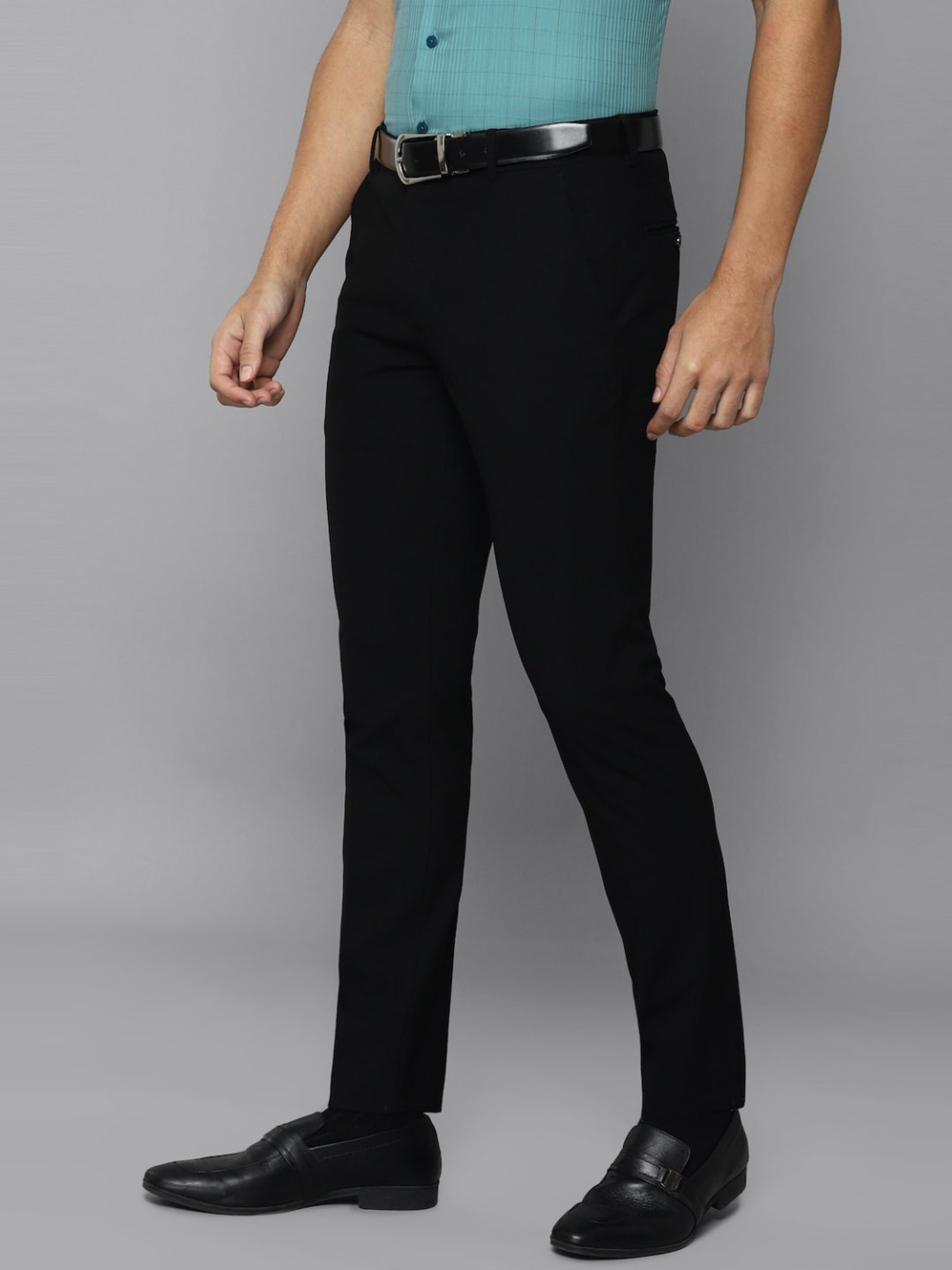 Louis Philippe Black Slim Fit Trousers