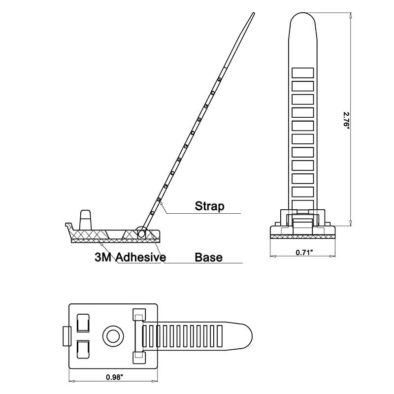 Wire Management Clips Clear Yellowish with Screw Hole 50 Pack Adjustable Zip Ties 3 Inch with 3M Adhesive TapeAdhesive Clips for Christmas LightsDeskWall to Hold Extension Cord