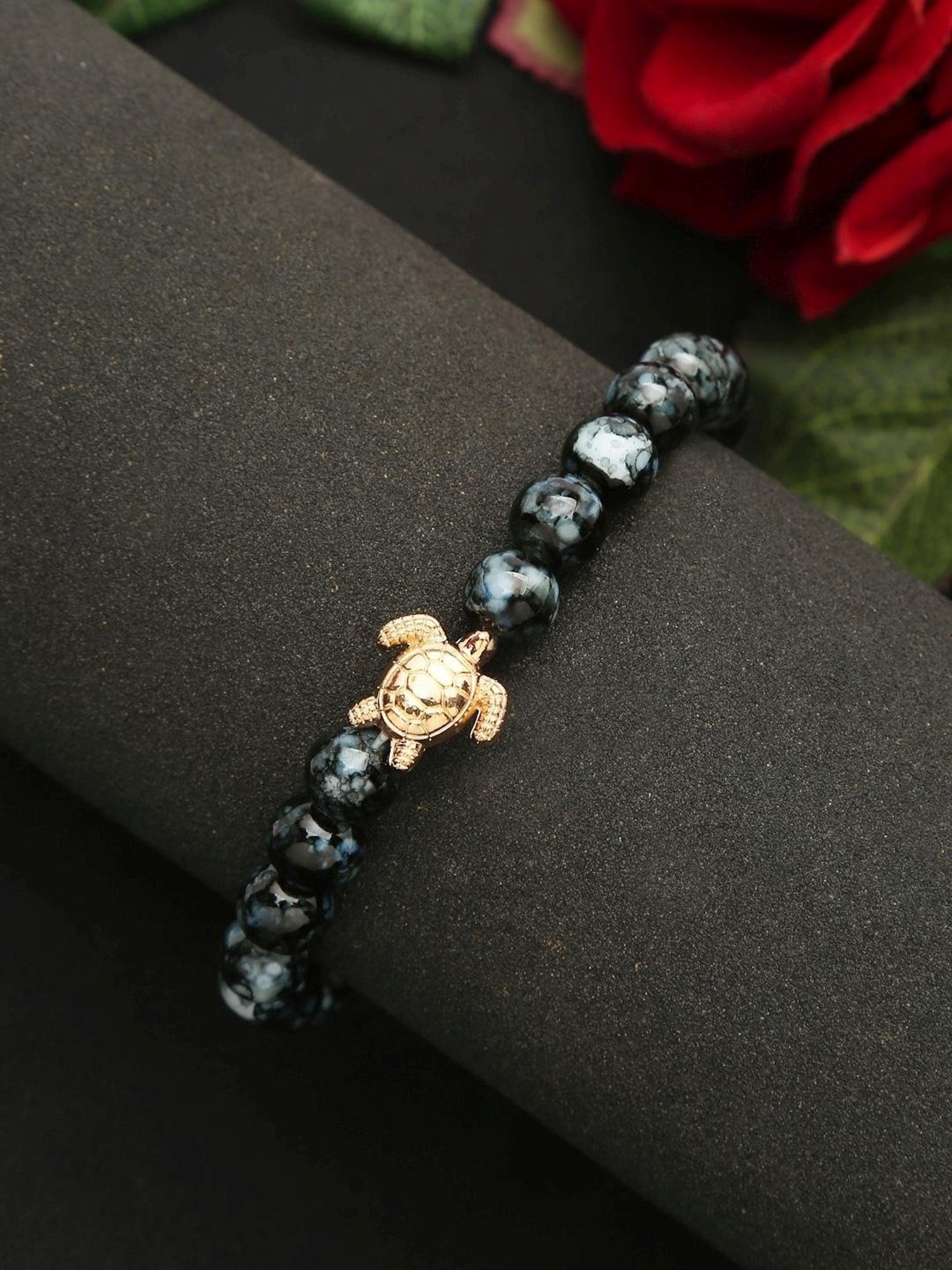 YouBella Black & Gold-Toned Flexible fit Bracelet