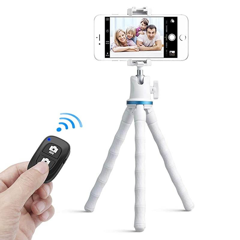 Phone Tripod,  12 Inch Flexible Cell Phone Tripod Stand Holder with Wireless Remote Shutter & Universal Phone Mount, Compatible with Smartphone/DSLR/GoPro Camera