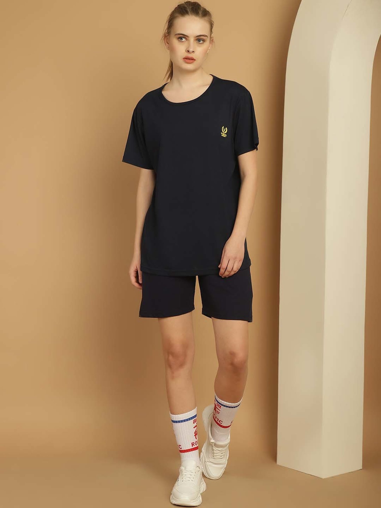 Vimal Jonney Black Cotton Sports T-Shirt Shorts Set