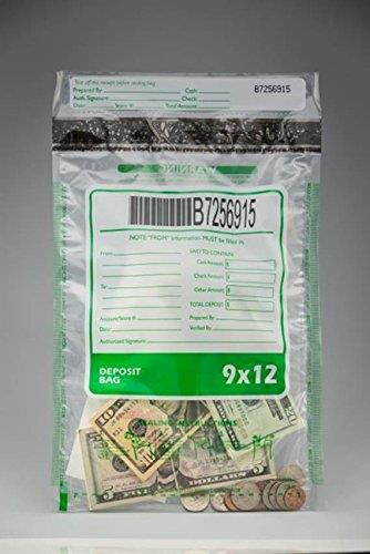 Tamper Evident Deposit / Cash Bags, 9" x 12" Clear (100 Bags) Item#DBSH9121C