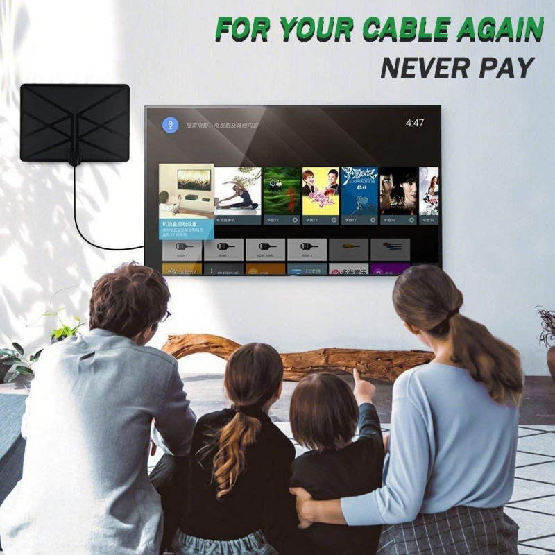 TV Aerial Indoor Amplified Digital HDTV Antenna 960 Miles Range with 4K HD 1080P DVB-T Freeview TV for Life Local Channels