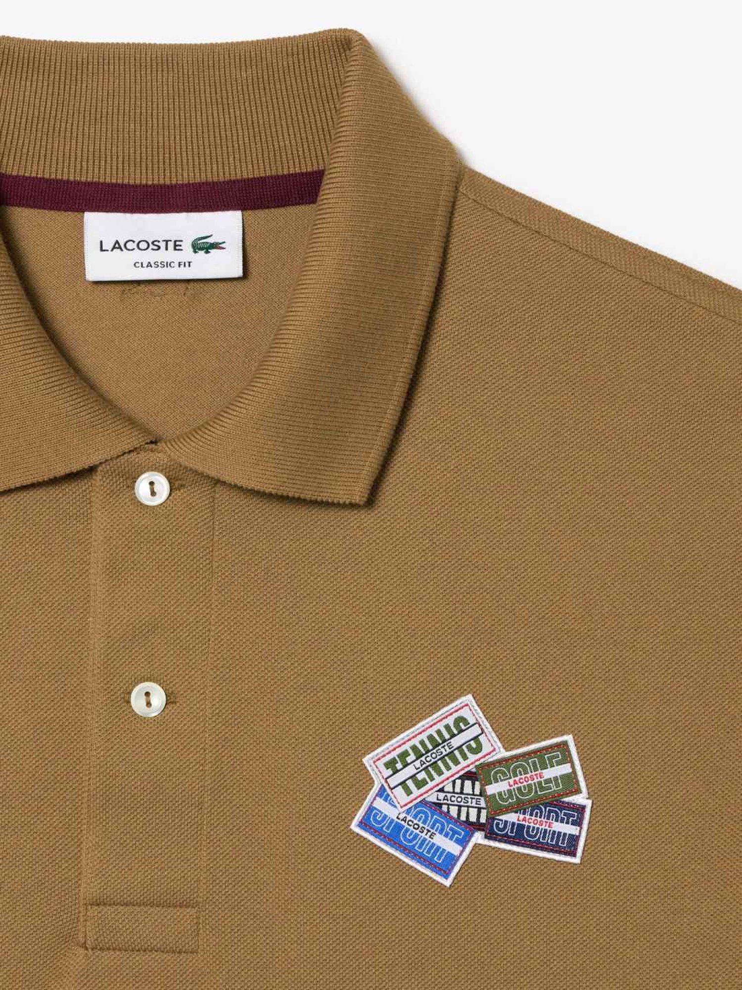 Lacoste Beige Cotton Classic Fit Polo T-Shirt