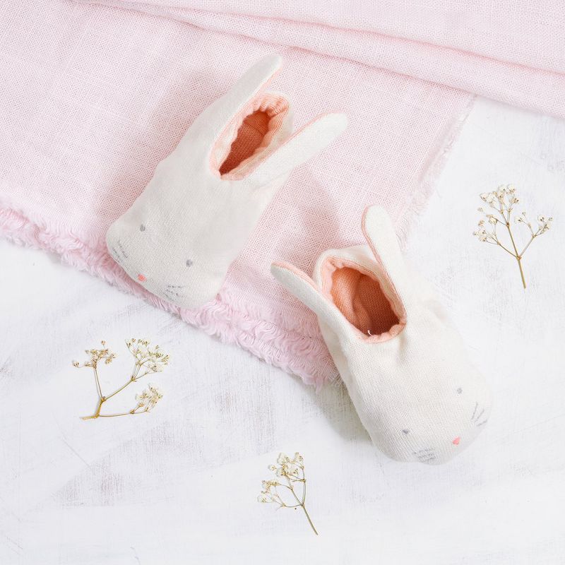 Meri Meri - Peach Bunny Baby Booties - Boots - 1ct
