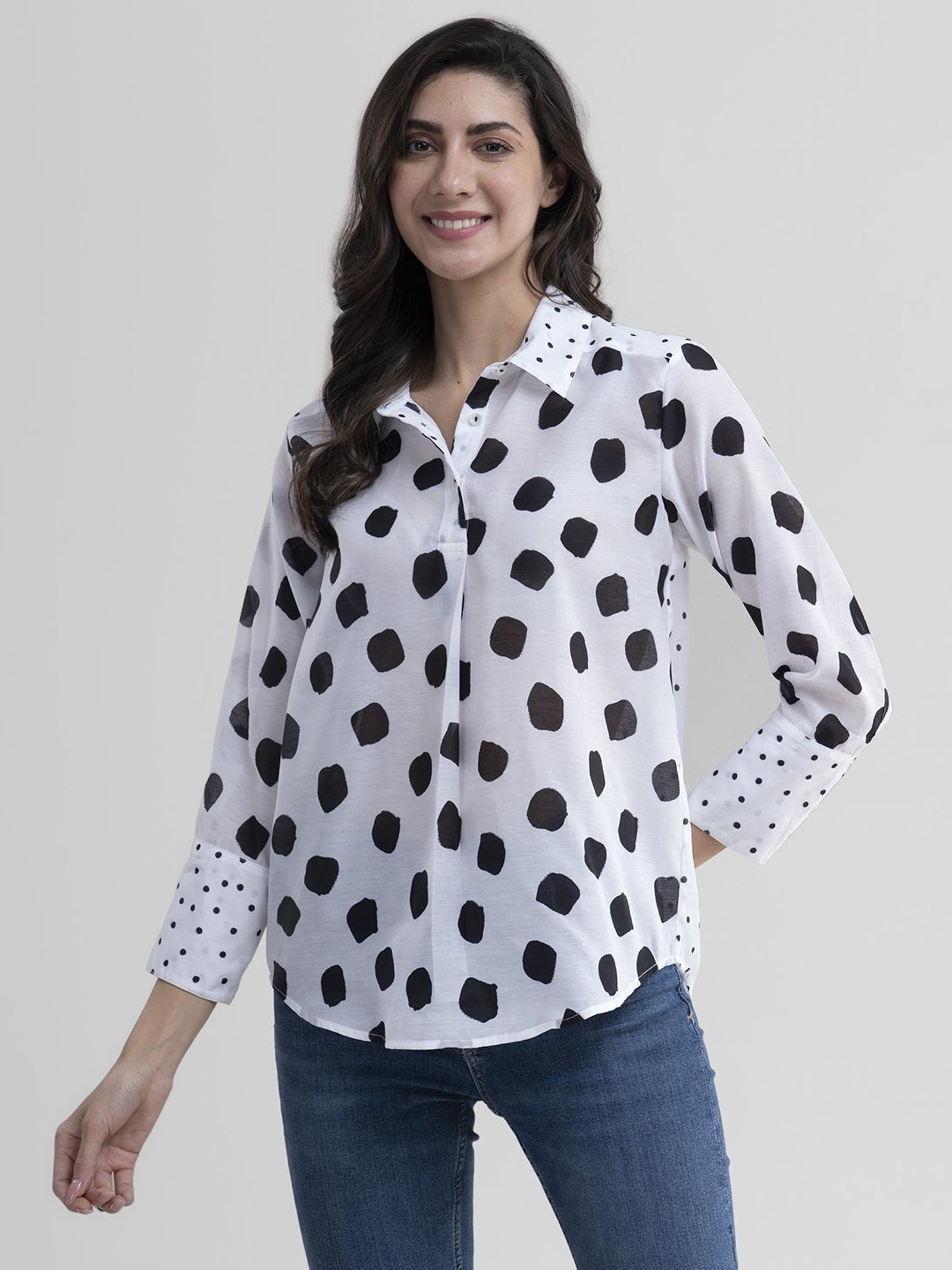 Pink Fort White Printed Shirt