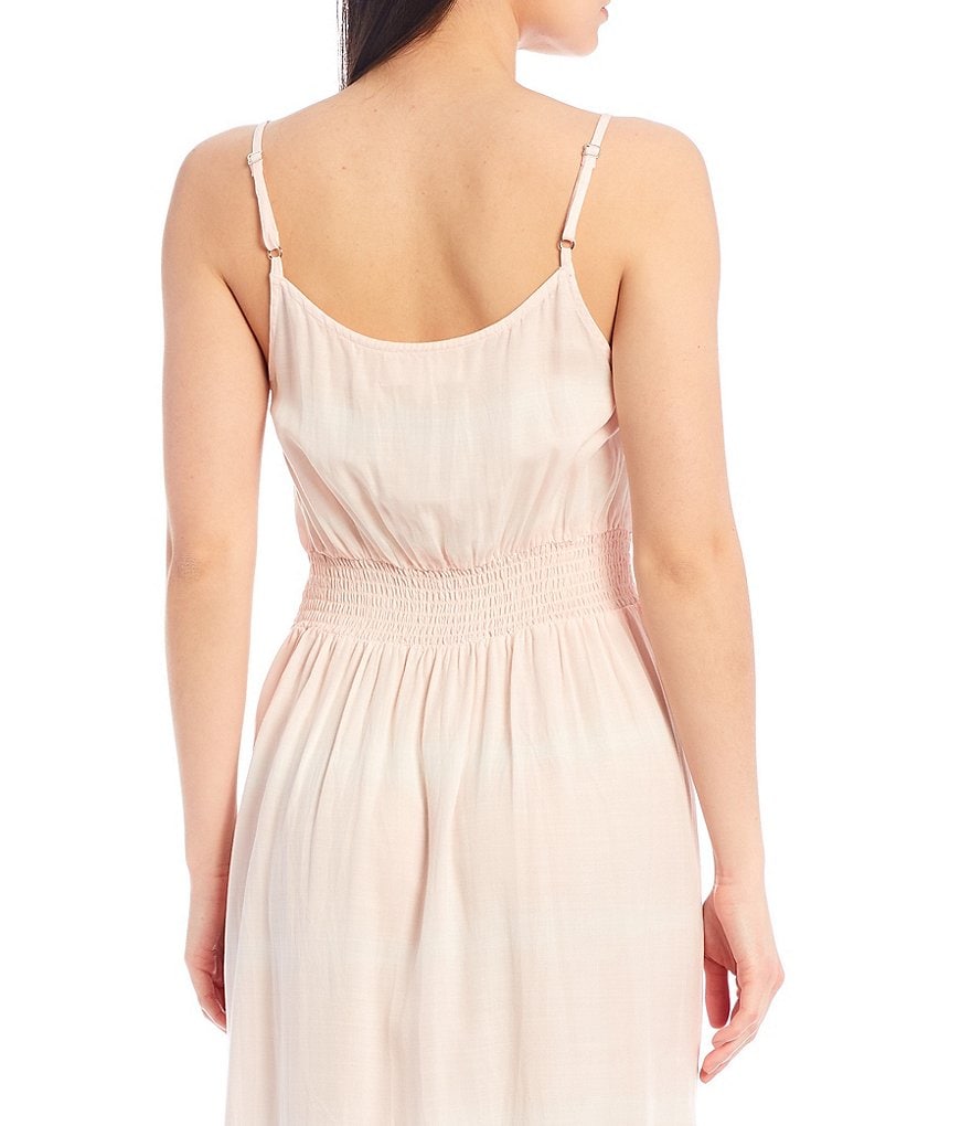 Cloth & Stone Smocked Tie-Dye Striped Back Belted Dress