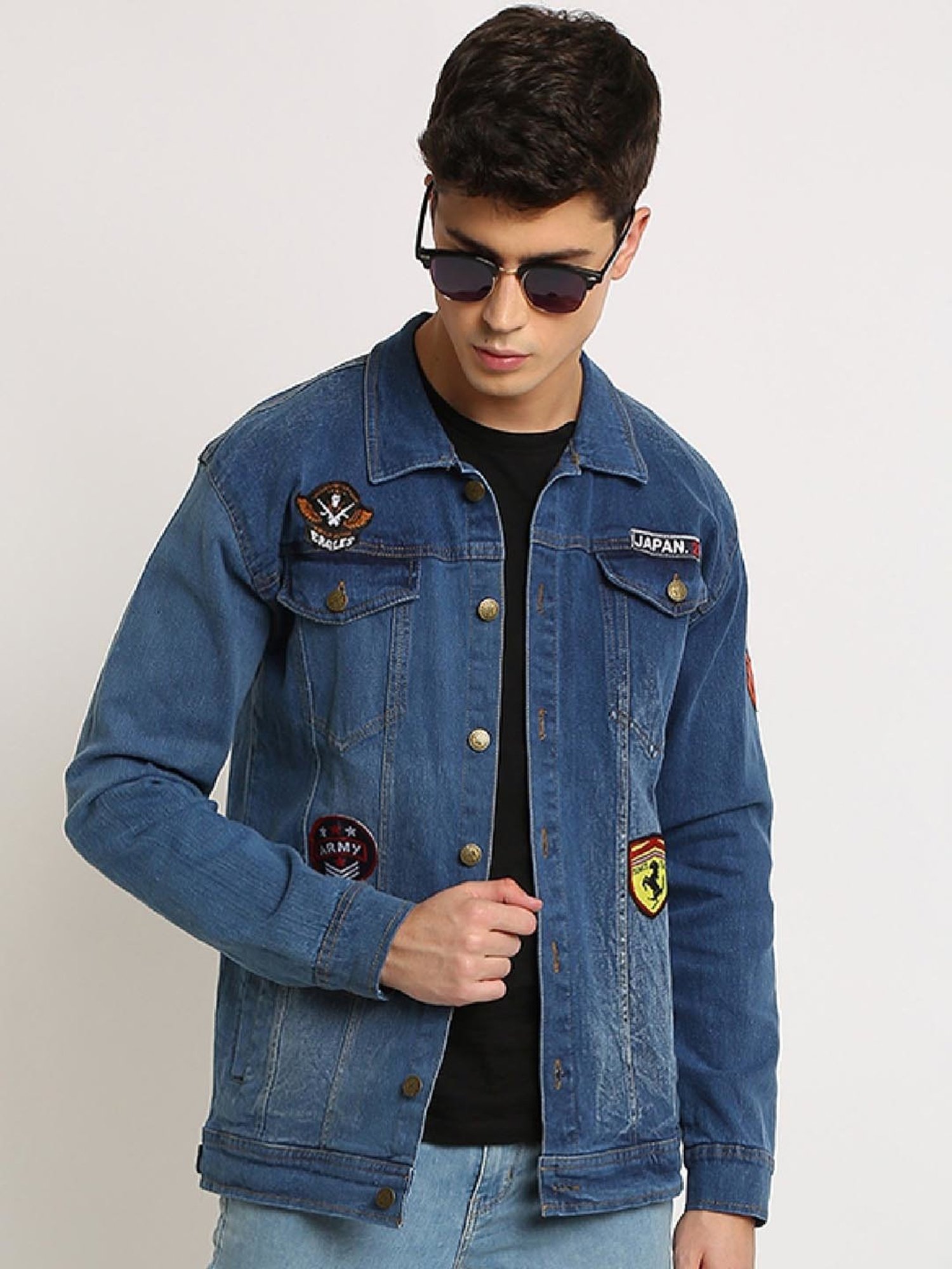 VOXATI Blue Full Sleeves Shirt Collar Denim Jacket