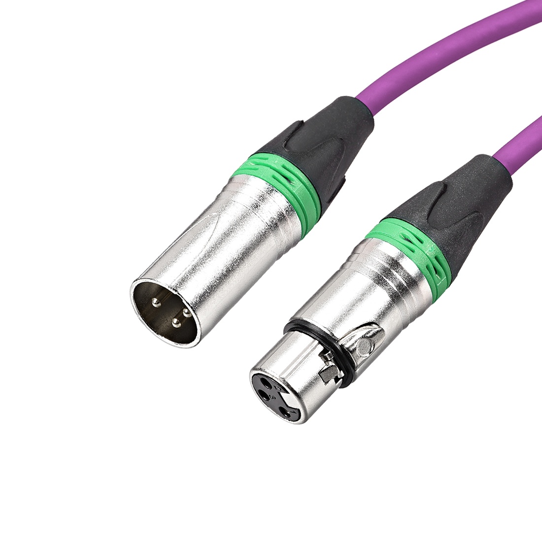 XLR Male to XLR Female Cable Line for Microphone Video Camera Sound Card Mixer Green Silver Tone XLR Purple Line 1.5M 4.9ft