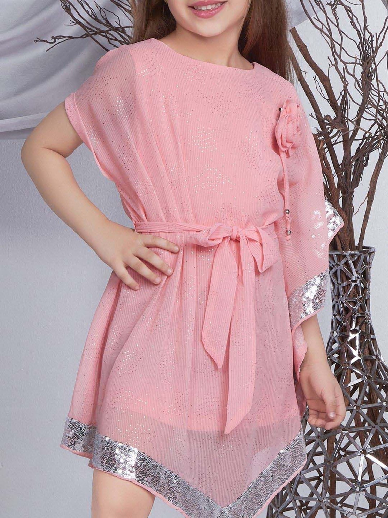 Peppermint Girls Peach Embellished Dress