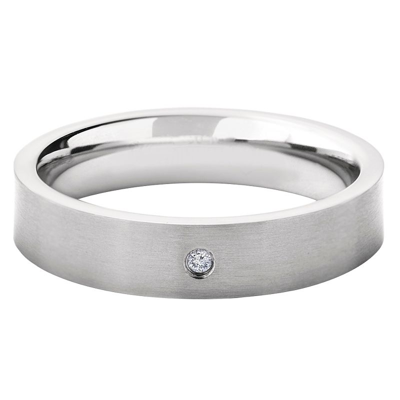 Men's Crucible 0.02 CT. T.W. Round Cut Diamond Stud Bezel Set Ring in Titanium (H-I-SI2)