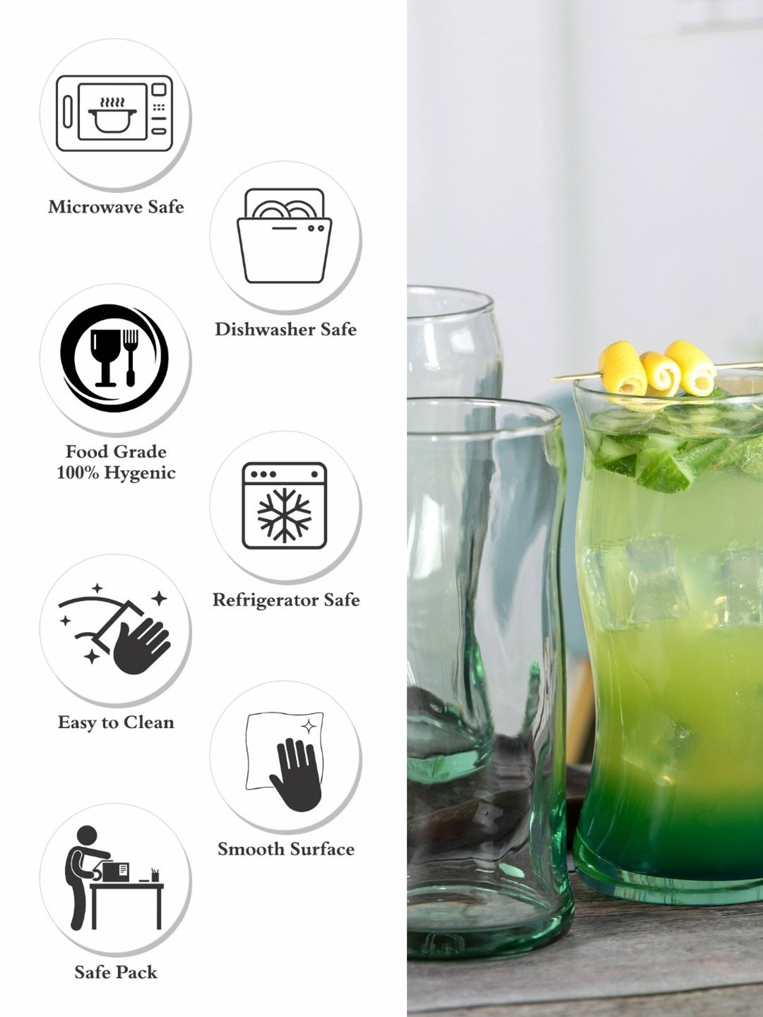 Pasabahce Transparent Glass Tumbler - Set of 4 (440ml)