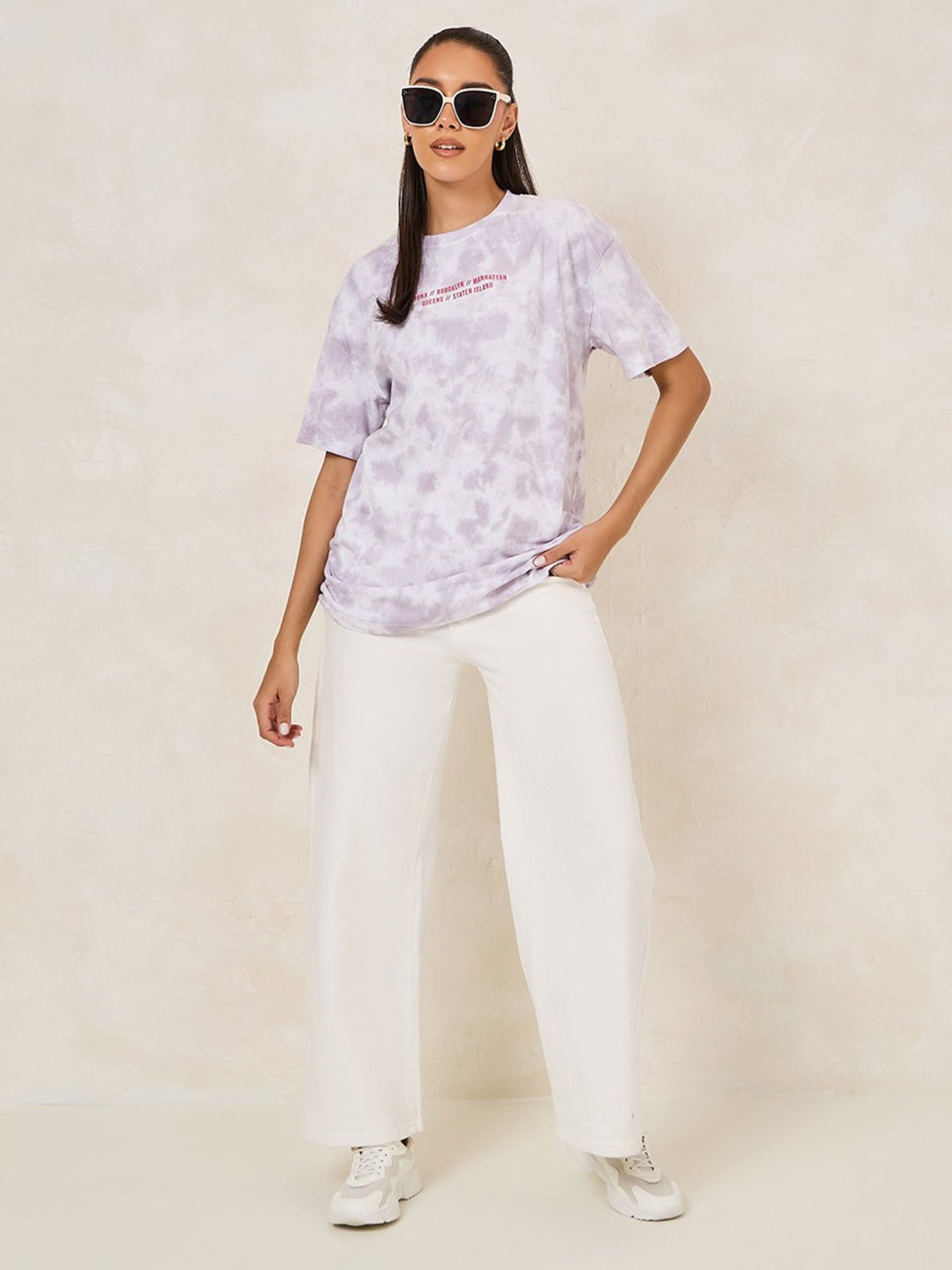 Styli Grey Graphic Print Oversized T-Shirt