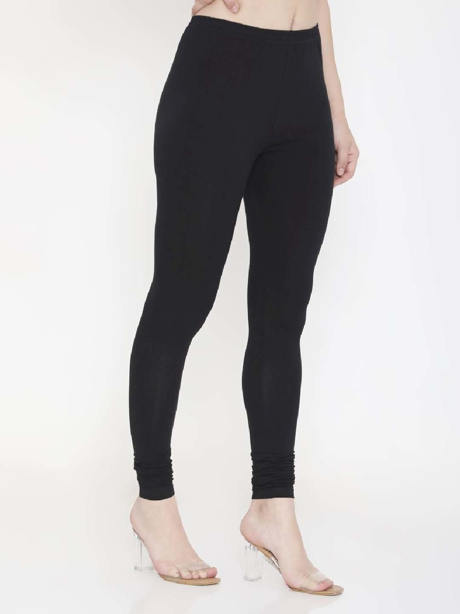 FEELINGS Black Plain Churidar Leggings